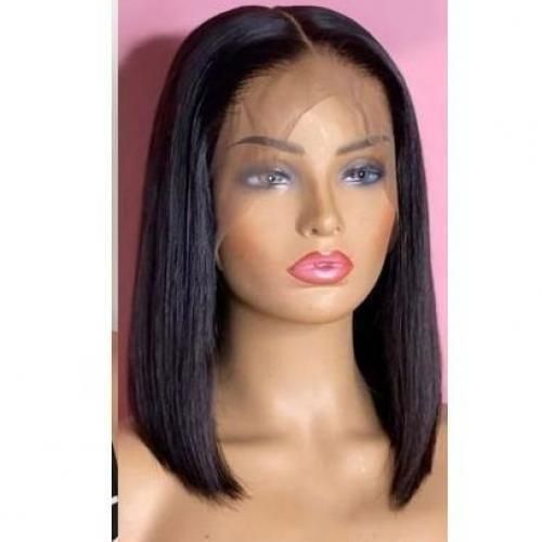 product_image_name-Fashion-Hair Wig Bob With Frontal Black Colour. 1 Middle Part Wig-1