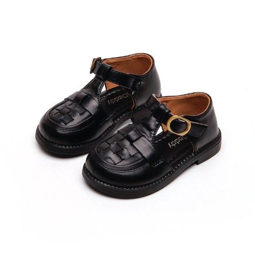 Pandora Junior Leather Sandals in Black | Number One Shoes