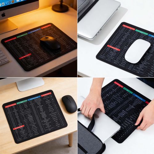 Generic Office Shortcut Mouse Pad - Black Non-Slip Keyboard