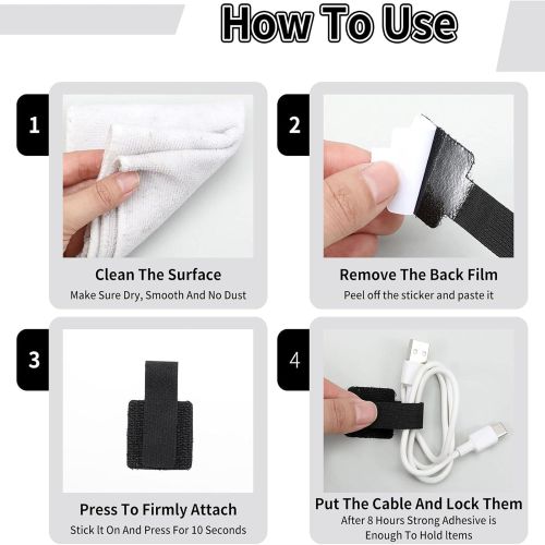 Generic Cable Ties, 30pcs Self-Adhesive Hook and Loop Cable Ties - image 3