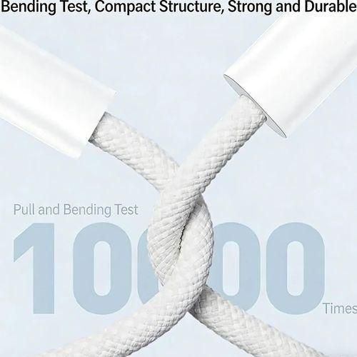 product_image_name-Generic-6A Fast Charging USB-C to USB-C Cable – 1.5m Nylon Braided Type-C Data Cable for Samsung, Infinix, Tecno, iPhone 15/16 – White-3