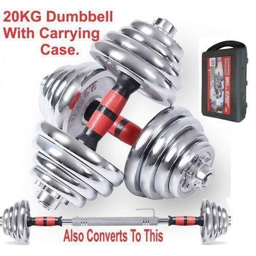 Generic Set of 20kg dumbbells plus barbell connector and case