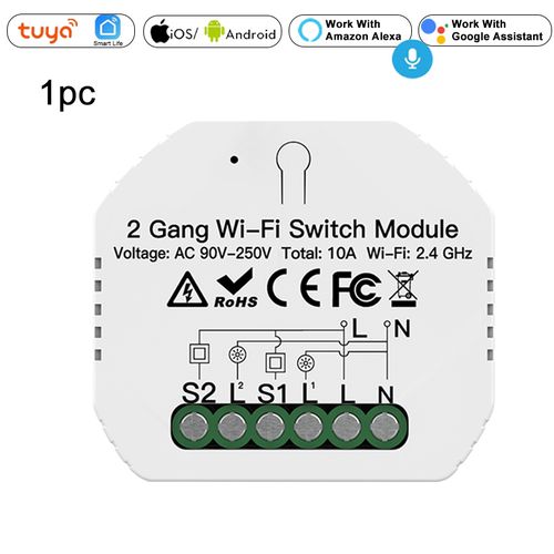 Tuya Smart Home WiFi Switch Breaker 2.4GHz WiFi Smart Switch Module Relay