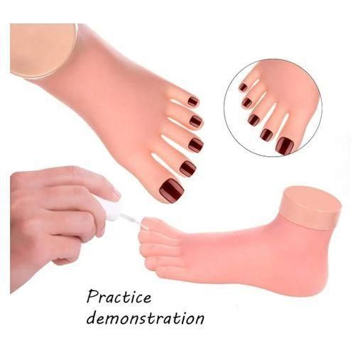 Generic Manique Practice Foot Flexible Movable Soft Silicone Foot Tool for Nails Training