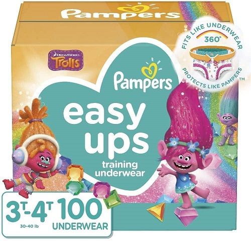 Pampers Easy Ups Training Pants Girls, 3T-4T (Size 5), 100 Count