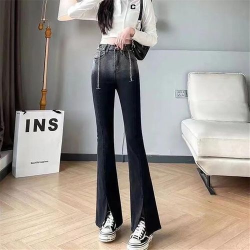 Generic Black Grey Gradient Color Design Denim Pants Flared Korea