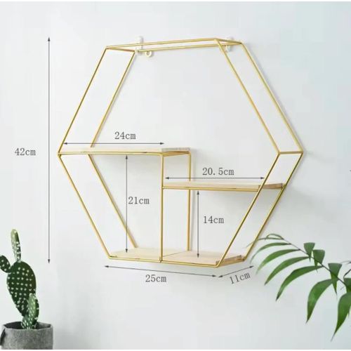 product_image_name-Essentials-NORDIC GOLD HEXAGON METAL LUXURY KITCHEN/LIVING ROOM/OFFICE WALL DECOR STORAGE RACK -3
