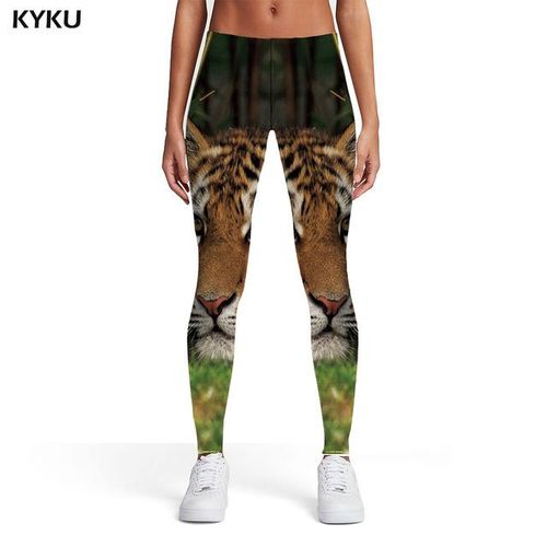 Generic Kyku Tiger Leggings Women Grassland Spandex Lonely 3d