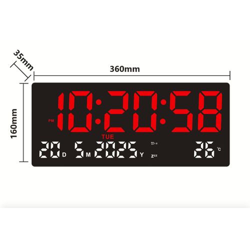 Generic DK-3608 Digital Clock with remote control(Date,alarm,temp)-Red/white - image 2