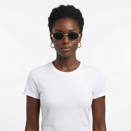 Fashion Women’s sunglasses Oval Shape Gold Frame Gray Lens - image 4