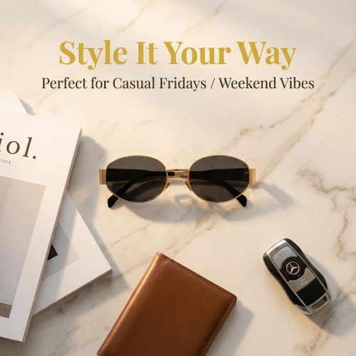 Fashion Women’s sunglasses Oval Shape Gold Frame Gray Lens - image 6