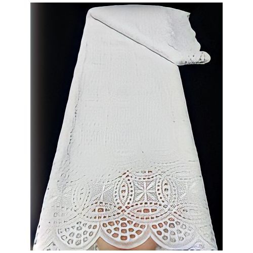 Fashion Quality Cotton Dry Lace Fabric - White (5yards)