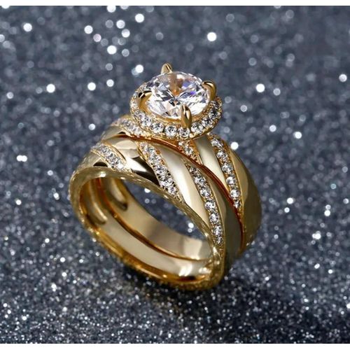 product_image_name-Fashion-Classic 2pcs set Engagement ring( Round shaped)-1