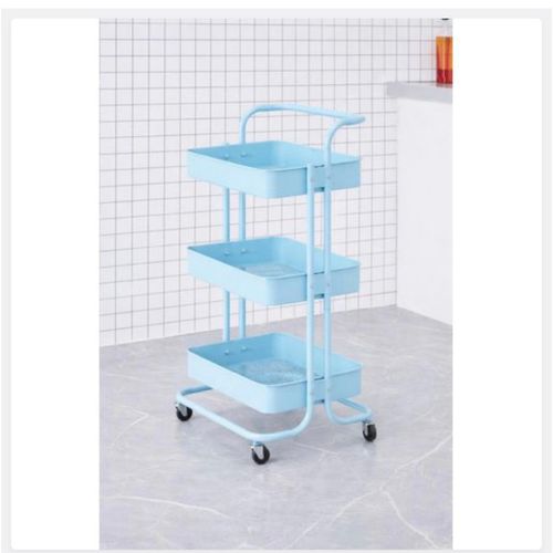 Generic 3-Tier Metal Rolling Storage Cart with Handle & Wheels – Kitchen & Bathroom Organizer Trolley
