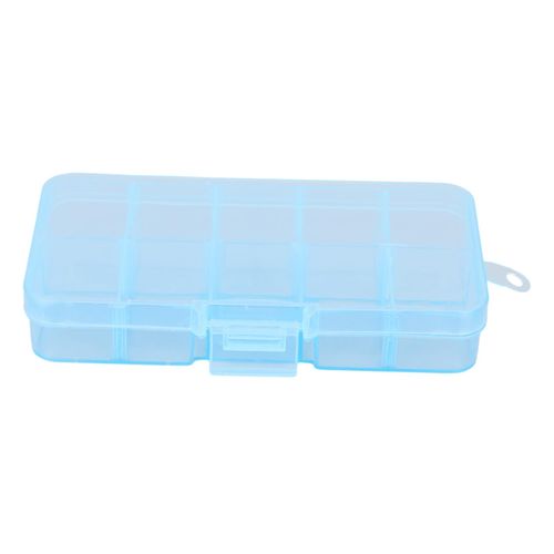 Generic Plastic Jewelry Box 10 Grid Organizer Storage Blue