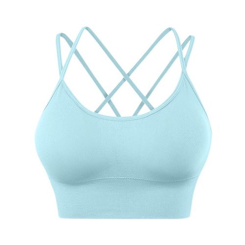 Cross Back Sport Bras Padded Strappy Criss Cross Cropped Bras For