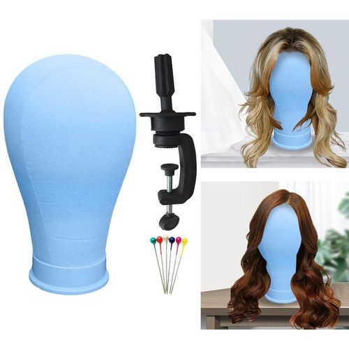 1 Set 22 Inches Wig Head with Stand Set Canvas Block Head Mannequin Wig Head Starter Kit, Other