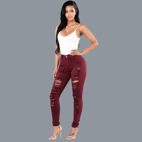 Hollow Push Up Sexy Leggings Women Ripped Pencil Pants Stretch