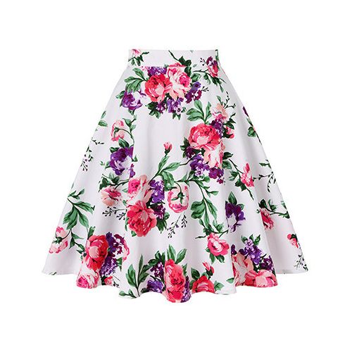 Fashion Women Midi Pleated Skirts Vintage 50s 60s Flower Printed Summer Ball Gown Skirt Jumia 8188