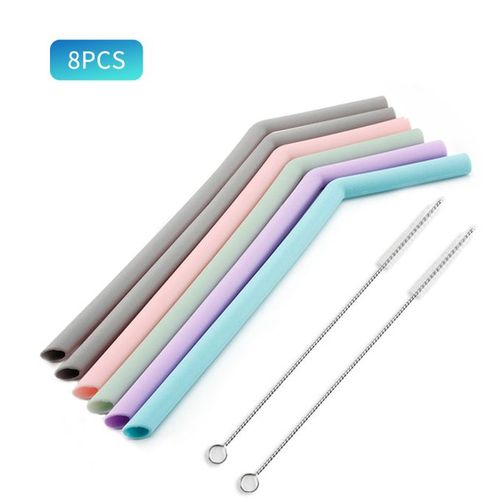 Reusable Straws Glass Straw, 8pcs Straw with Two Cleaning Brush