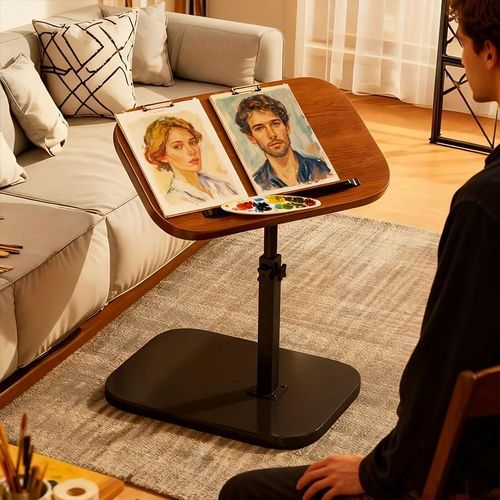 product_image_name-Generic-Foldable C-shaped mobile table, 360° rotating and height-adjustable workstation - Heavy-duty metal table - Space-saving laptop desk-7