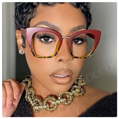 Fashion Red Leopard Oversized Cat Eye Anti-blue Optical Eyeglasses