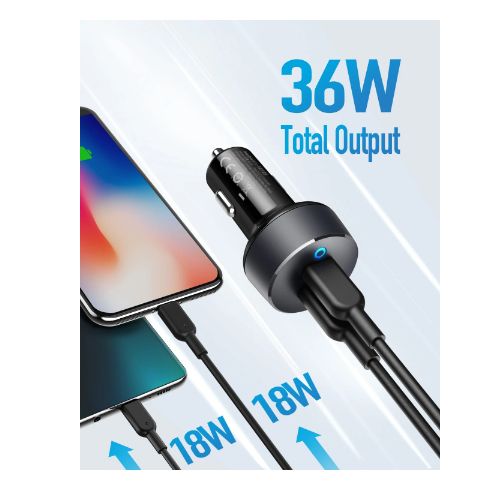 Anker Car Charger Type C 36W 2-Port PowerIQ 3.0 Car Adapter