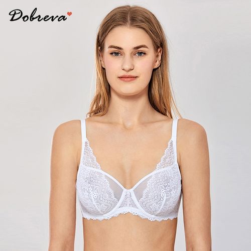 Fashion Women's Lace Mesh Y Te Minimizer Unlined Underwire Bra