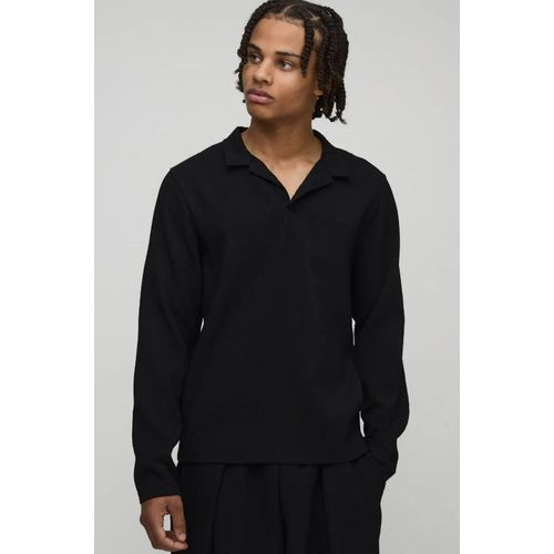 product_image_name-Boohoo-Embroidered V Neck Long Sleeve Polo -1