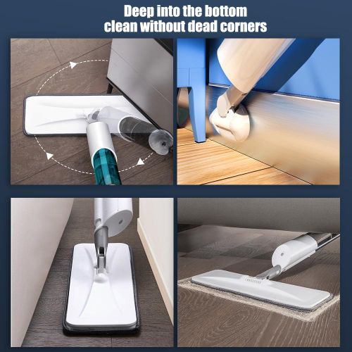 Mops for Floor Cleaning Wet Spray Mop with A Refillable Spray Bottle and 2 Washable Microfiber Pads Home or Commercial Use Dry Wet Flat Mop for