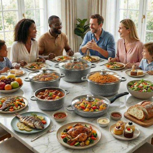 product_image_name-BROCOOK-10Pcs Die-Cast Non-Stick Granite Cookware Set with Glass Lids-6