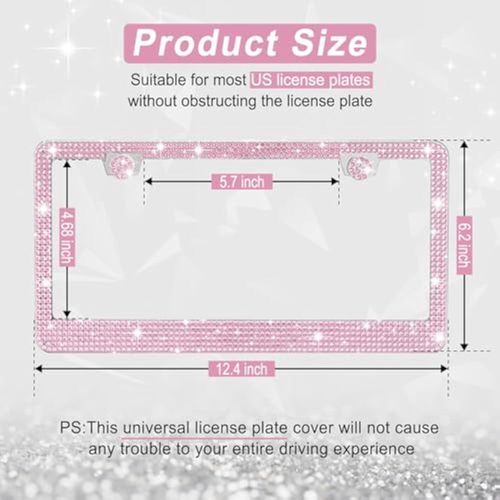 product_image_name-Generic-Premium Universal Pink Diamond Encrusted license Plate Frame-3