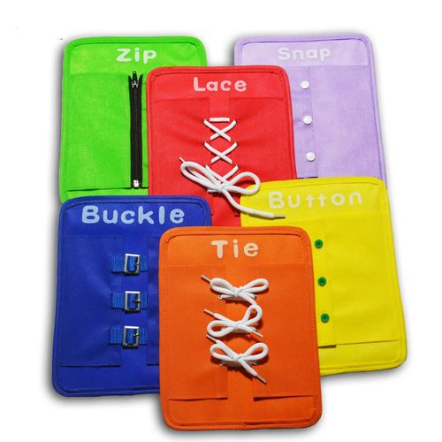 6Pcs / Set Children Learn To Zip Button Snap Buckle Tie Lace Plate