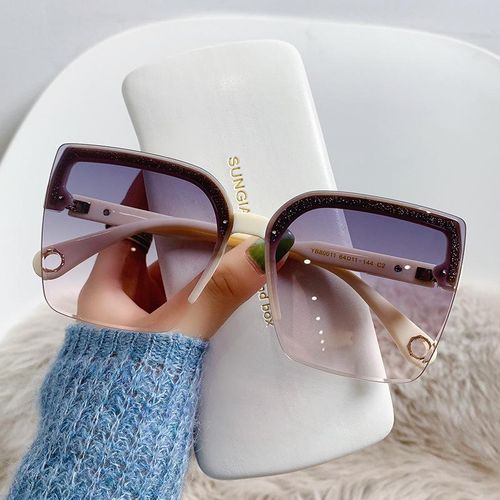 Generic Oversized sunglasses man woman fashion rimless vintage