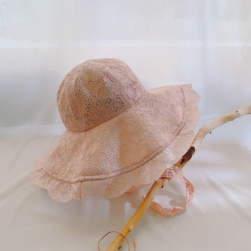 Fashion Bucket Hat Women Fishing Hat Summer Lace Strap Beach Hat Fresh  Seaside Holiday Sun-proof Sun-shading Women Hat Strap Caps