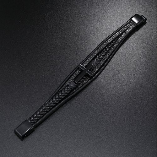 product_image_name-Fashion-Men’s Leather Cross Bracelet – Braided Multi-Layer Vintage Wristband-5