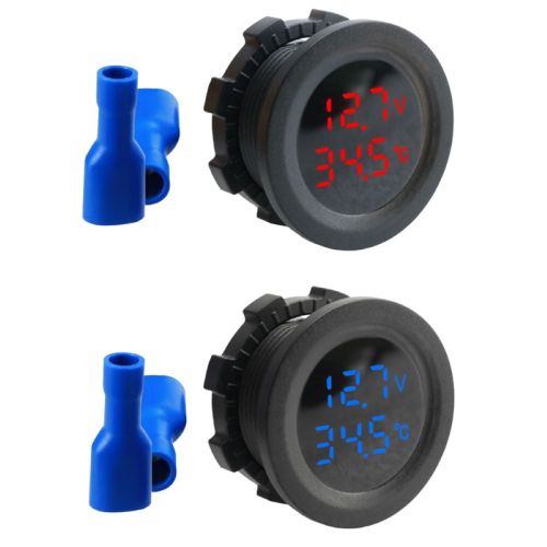 Generic Round LED Digital Temperature Voltmeter Auto Voltage Test