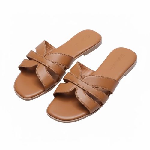product_image_name-Oliveria lan-Elegance Cross Strap Flat Slippers – Brown (DD292B)-2