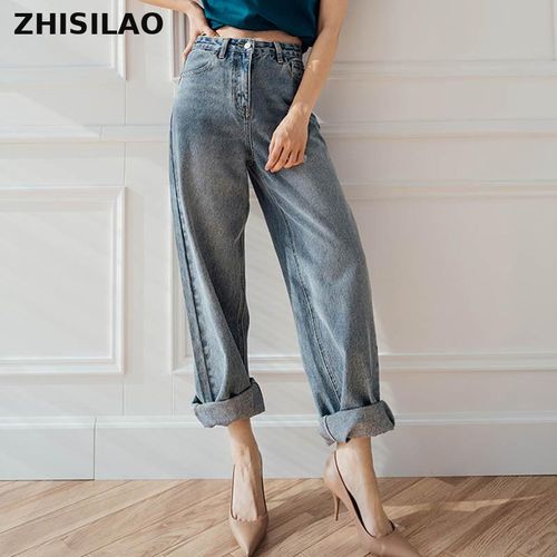 Fashion Zhisilao Wide Leg Jeans Women Plus Size Retro Boyfriend Baggy Loose  Explosive