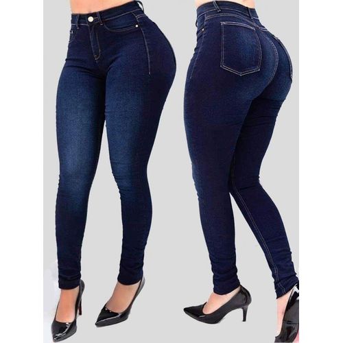 Fashion (Dark Blue)Women's Jeans Street Trend Solid Color High-waist  Stretch Slim-fit Denim Pants Shaping High Waisted Jeans Women Vintage Jeans  ACU