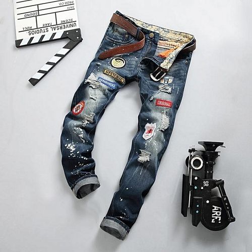 Fashion Mens Casual Straight Ripped Large Size New Fashion Denim TrousersLight  Blue  Jumia Nigeria