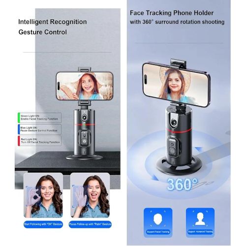 product_image_name-Generic-P02 Auto Face Tracking Selfie Stick Tripod 360° Rotation Cell Phone Photo & Video Kits Stand, No App, Rechargeable Tracking Phone Holder Smart Shooting Camera Mount for Live Video Recording Tiktok Vlogging-2