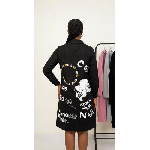 slim fit dress slacks Gold Charm Black One Shoulder Dress L