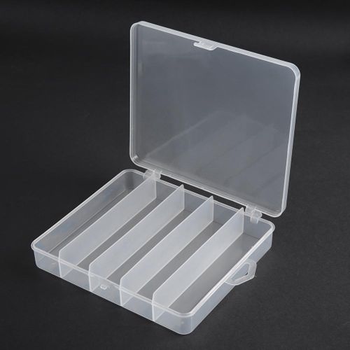 Generic 5 Compartments Fishing Tackle Box Transparent Fly Lure Box