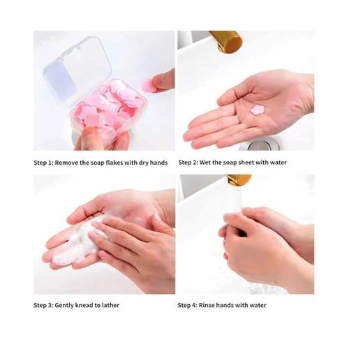 product_image_name-Generic-Petal Shape Paper Soap Sheets, Cleaning Washing Hand Bath Toiletries with Storage Box for Outdoor-3