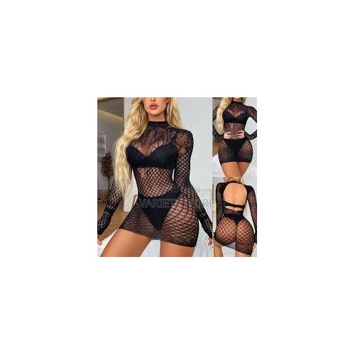 product_image_name-Lingeries-black fishnet and lace long-sleeve bodycon dress-2