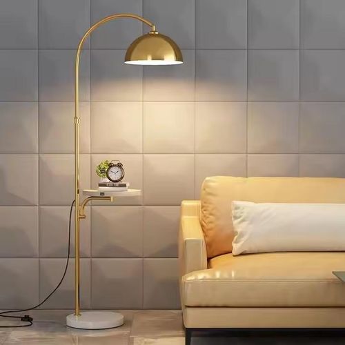 Generic Modern Gold Arc Floor Lamp with Built-in Tray Table