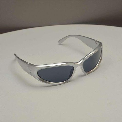 Fashion Futuristic Wrap Around Sunglasses silver - image 2