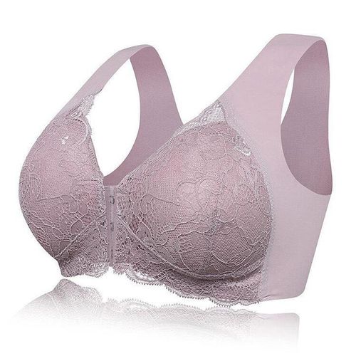 Fashion Underwear Women Push Up Bras For Women Plus Size Seamless Lace Bra  Front Closure Wireless Gather Brassiere Bralette Lightpink