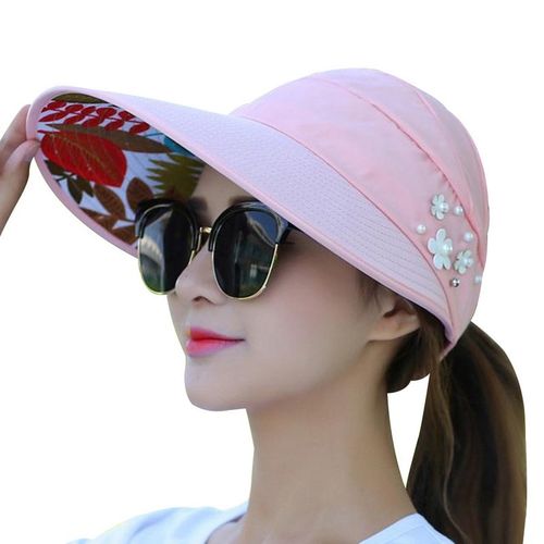 Fashion (One Size) Sun Hats For Women Visors Hat Fishing Beach Adjustable  Folding Cap UV Protection Cap Casual Summer Wide Brim Hat Outdoor Tool